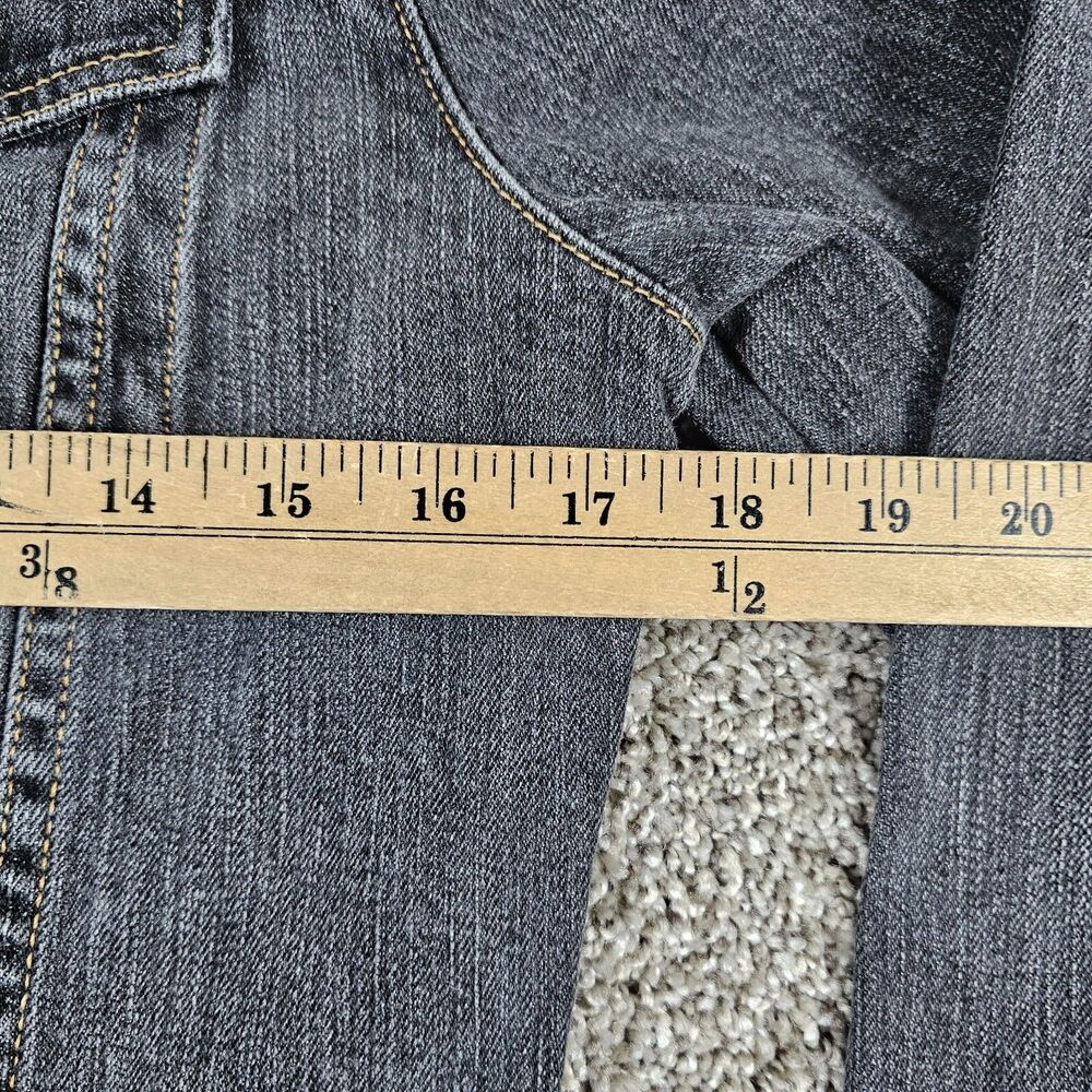 Vintage Gap Denim Jacket Womens Youth Medium Black Stretch Trucker Y2K Button - Picture 6 of 9